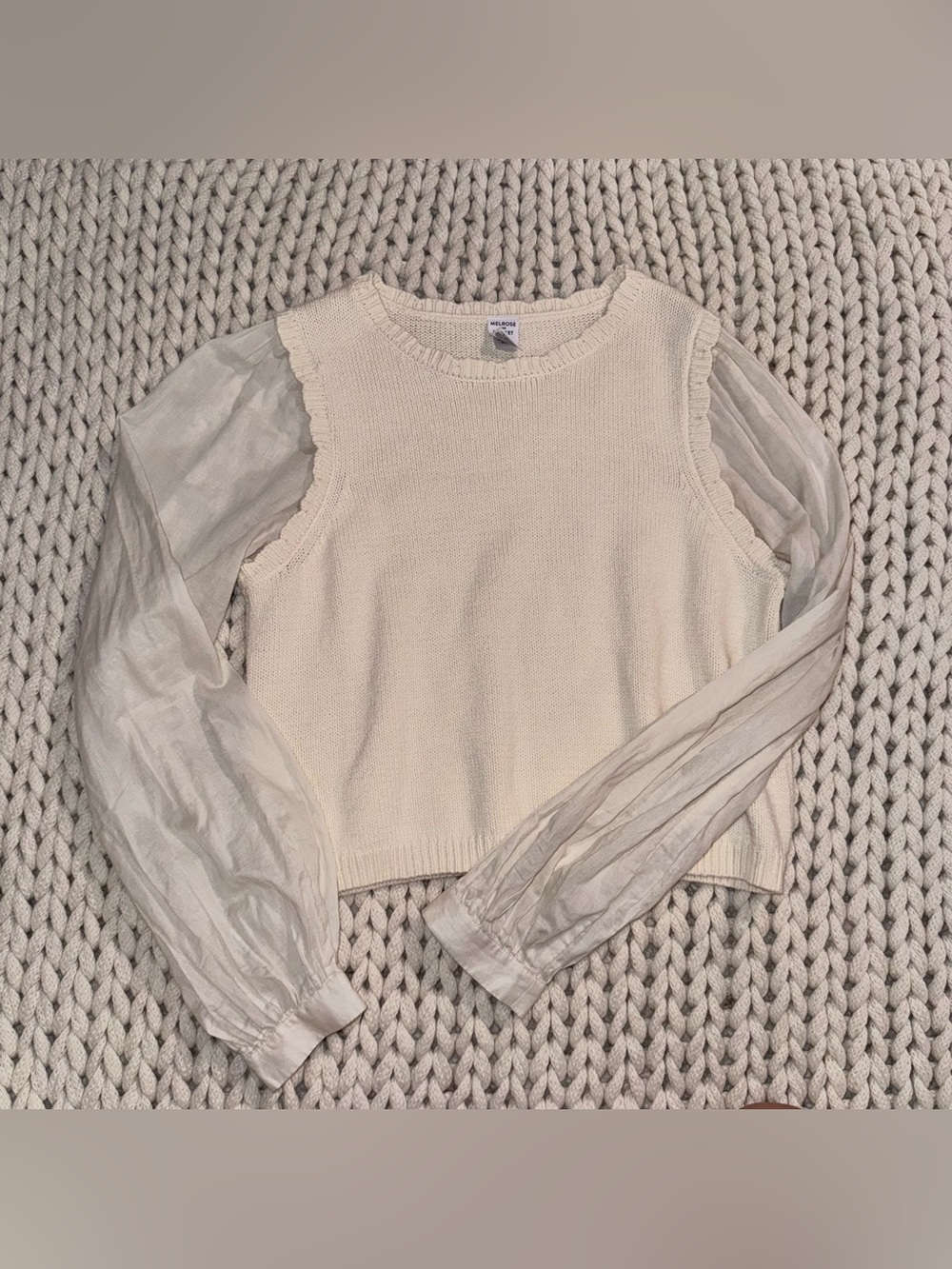 Cream Knit Pullover Sweater